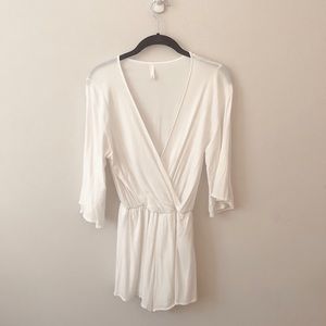 White flowy romper